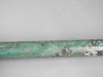 JAPAN: Calligraphy brush with turquoise stone...