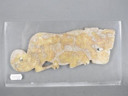 CHINE : Plaque en jade blanc au tigre 