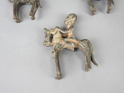 DOGON, Mali: Three bronze statuettes of horsemen....