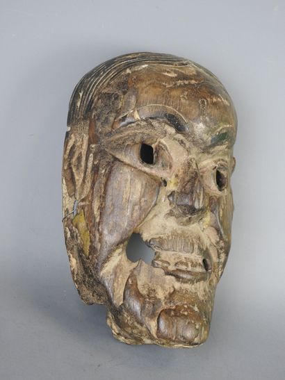 TERAIL, Nepal : Carved wooden dance mask....