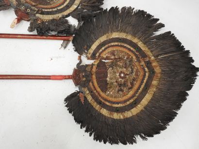 CHINA: Two large parade fans, the handle...