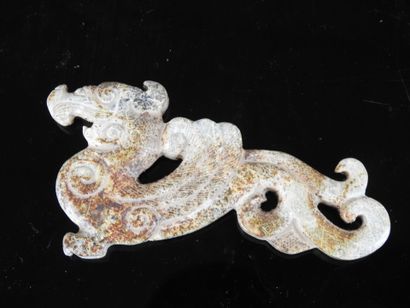 CHINA: Hard stone sculpture of a dragon....
