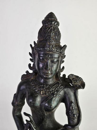 Paire de statuettes en bronze figurant des...
