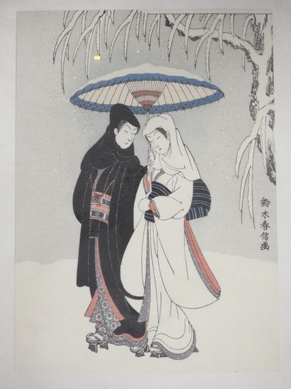JAPAN: Two prints Bijin sous la pluie and...