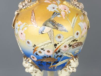 JAPAN, Satsuma: Porcelain tripod vase with...