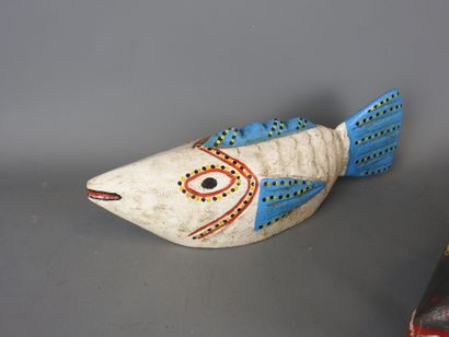 BOZO, Mali 
Two painted wood sculptures in...