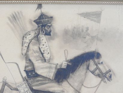 MONGOL ARCHER during the Manchu period. Ink...