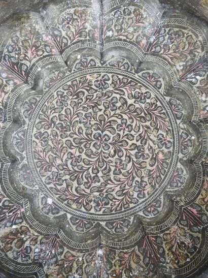 PERSIA: Two silver-plated copper dishes,...