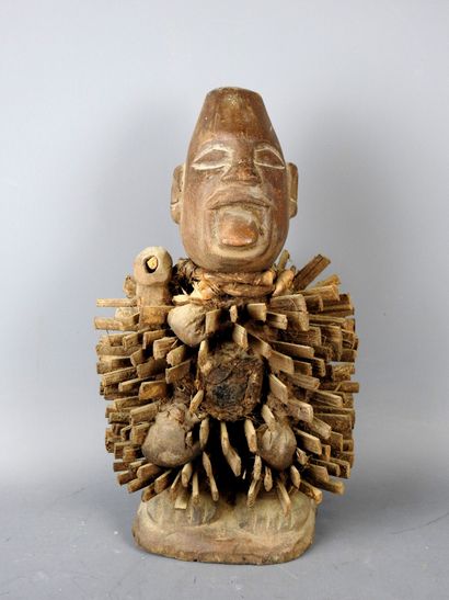 Copy of a Kongo fetish in carved wood and...
