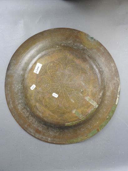 NORTH AFRICA: Two red and yellow copper dishes...