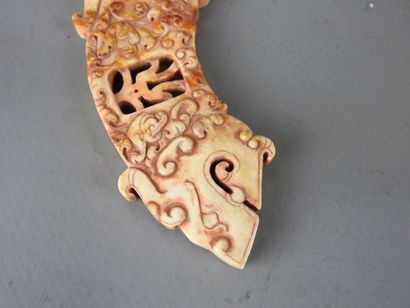 CHINA: Hard stone plaque with openwork carved...