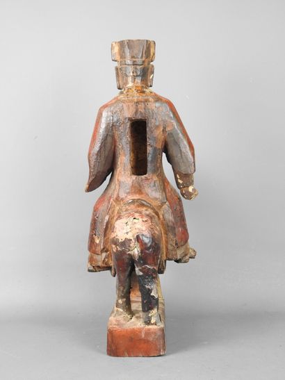 CHINA: Carved wooden reliquary horseman painted...