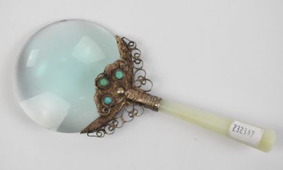 FACE A MAIN magnifying glass, jade handle,...