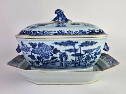 CHINE, XVIIIe.
Soupière octogonale et son...