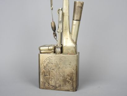 CHINA: Silver-plated water pipe with chased...