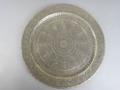 NORTH AFRICA: Two silver-plated copper trays...