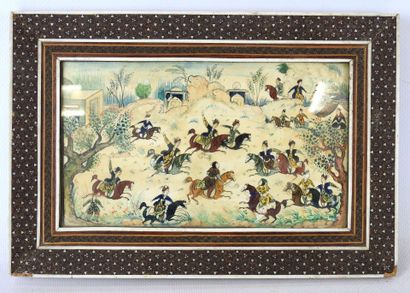 KADJAR : Scène d'invasion. Huile sur plaquette....