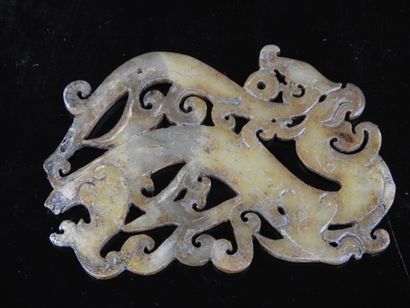 CHINA: Jade sculpture with carved and openwork...