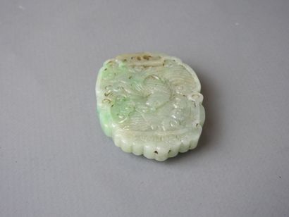 Shaded jade pendant carved with phoenix....