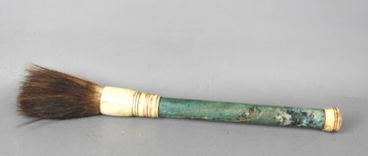 JAPAN: Calligraphy brush with turquoise stone...