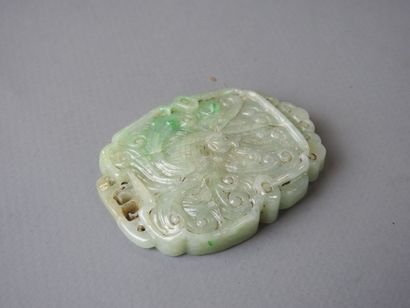 Shaded jade pendant carved with phoenix....