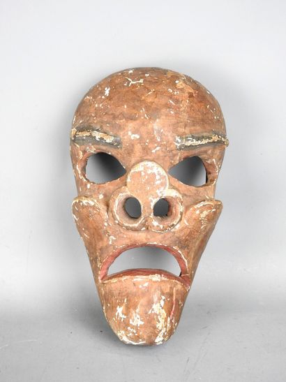 TIBET.
Polychromed wood.
Citipati mask depicting...