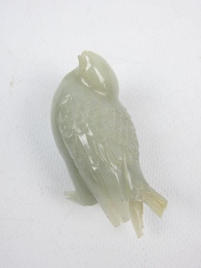 CHINE : un coq et deux oiseaux en jade. H.6.5...