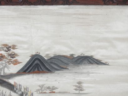 VIETNAM. Embroidered silk panel depicting...