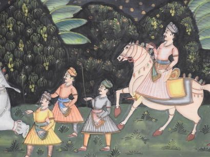 INDE, PERSE : Cortège de dignitaires. Gouache...
