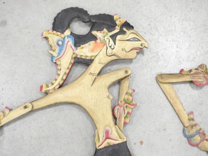 INDONESIA: Two Wayang Kulit puppets in painted...