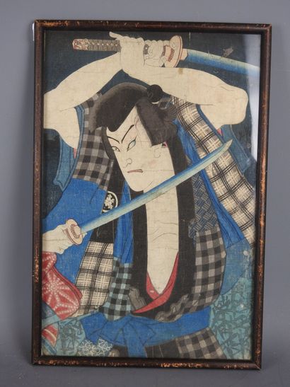 JAPAN: Warrior. Print. 37 x 25 cm. Wear and...