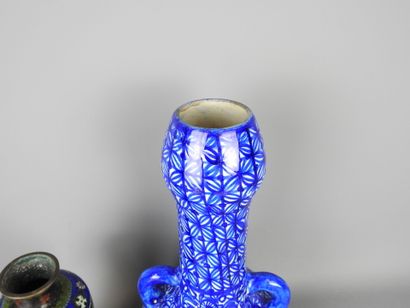 Metal and cloisonné enamel vase with floral...