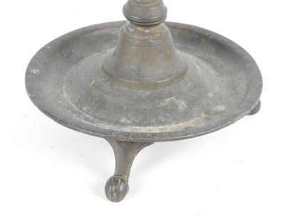 OTTOMAN CANDLESTICK in patinated bronze with...