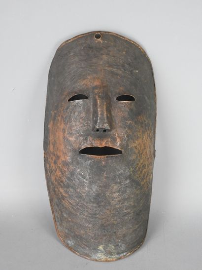 NEPAL: Rare hammered copper shaman mask with...