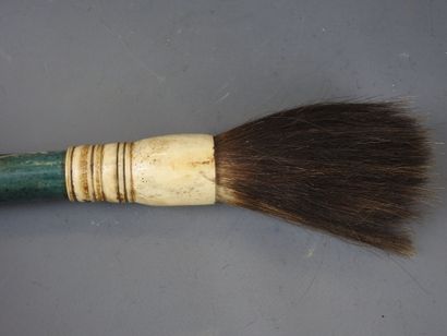 JAPAN: Calligraphy brush with turquoise stone...