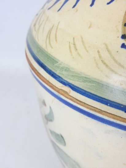 ASIA. Three covered ceramic pots decorated...