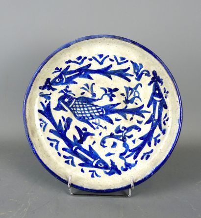 MAGHREB: Blue ceramic bowl on small heel...