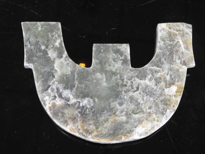 CHINA: Carved jade three-panel plate with...