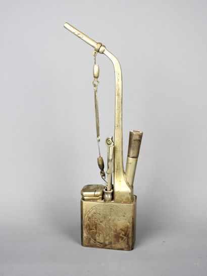 CHINA: Silver-plated water pipe with chased...