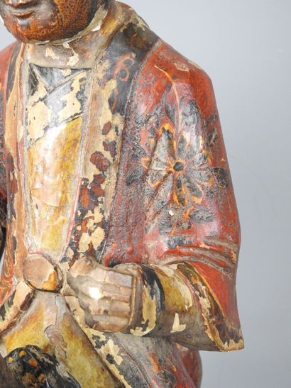 CHINA: Carved wooden reliquary horseman painted...
