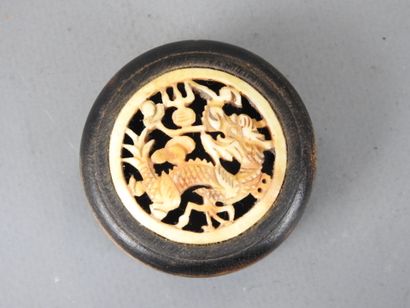 CHINA: Bone pencil box engraved with figures...