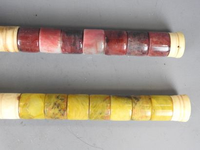 JAPAN: Two calligraphy brushes with hard...