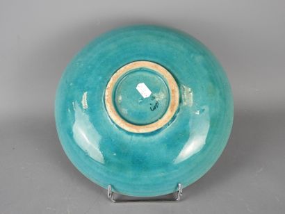 IRAN : Kubachi turquoise ceramic plate decorated...