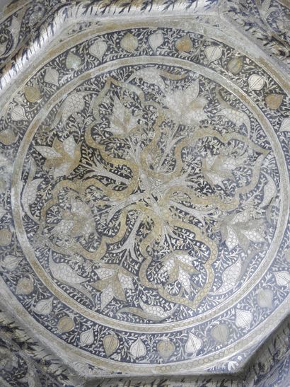 PERSIA: Two silver-plated copper dishes,...
