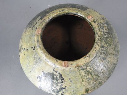 CHINA, Han period: Terracotta vase with green...