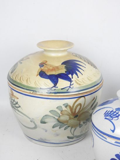 ASIA. Three covered ceramic pots decorated...
