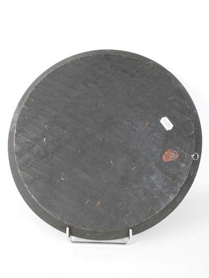 TIBET: Circular panel decorated with copper-alloy...