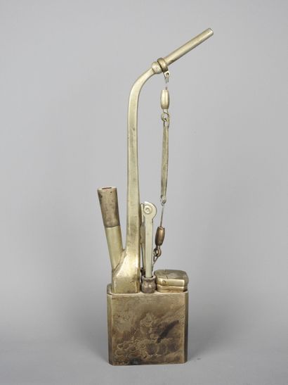 CHINA: Silver-plated water pipe with chased...