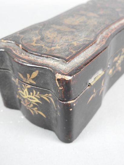 SOUTH EAST ASIA: Black lacquered wood fan...
