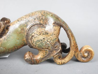 CHINA: Dragon in green stone and bronze....